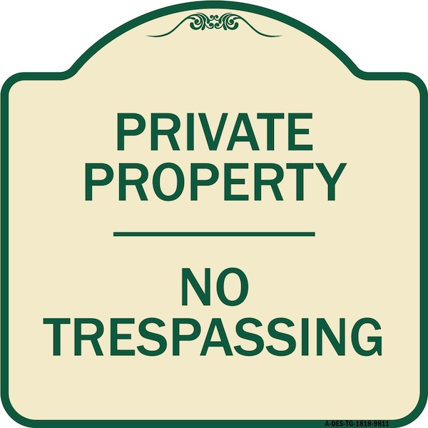 Signmission Designer Series Sign-No Trespassing, Tan & Green Heavy-Gauge Aluminum, 18" H, TG-1818-9811 A-DES-TG-1818-9811 - main